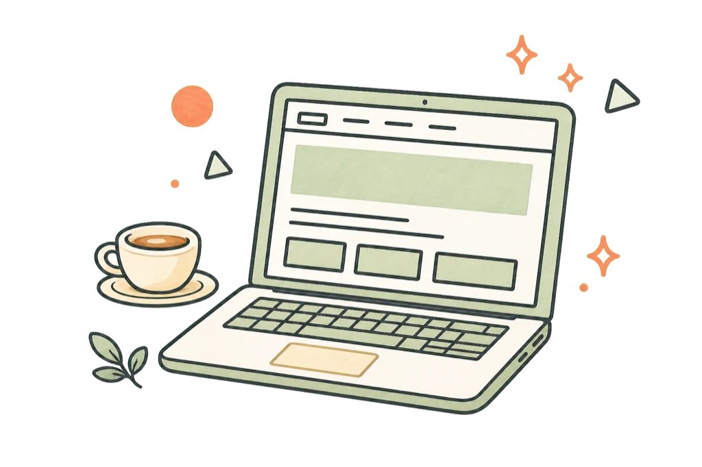 Laptop with a freshly launched website