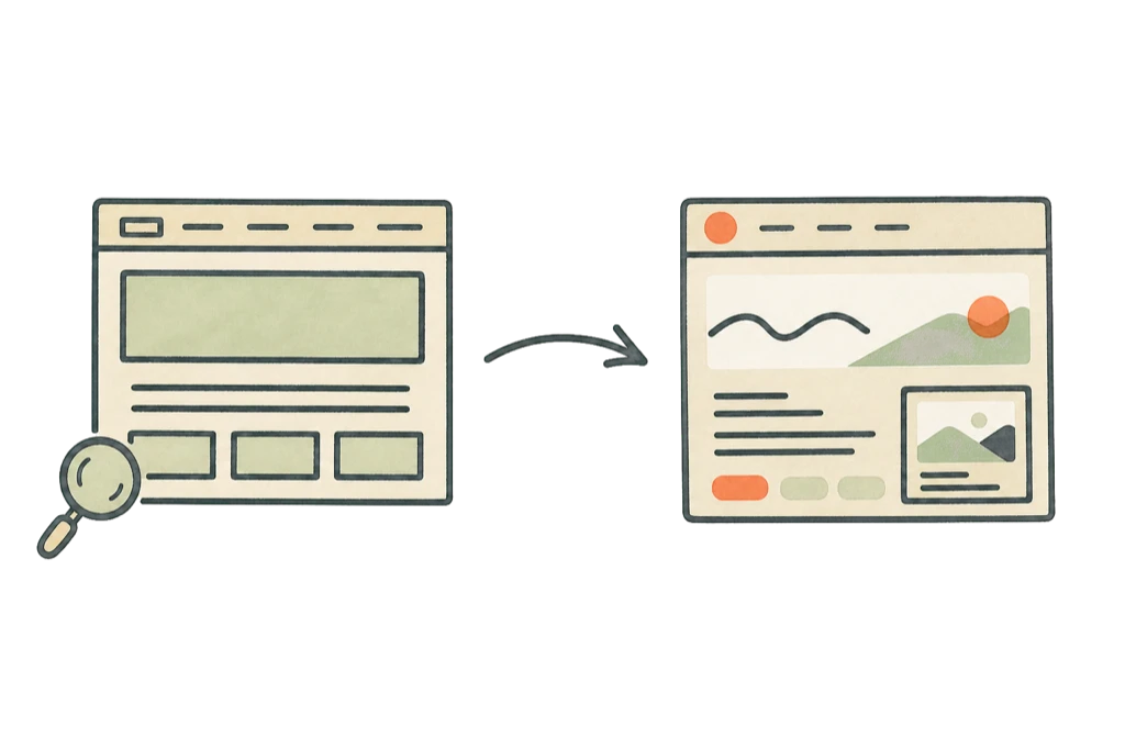 Old website being redesigned into a new one